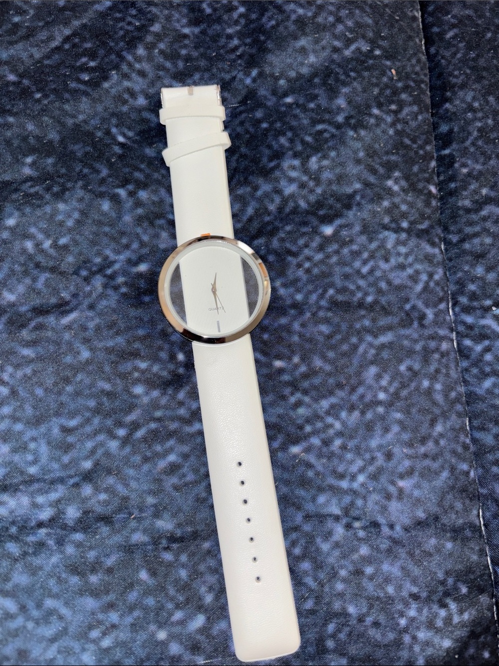 Modern White Strap Watch with Silver Bezel
